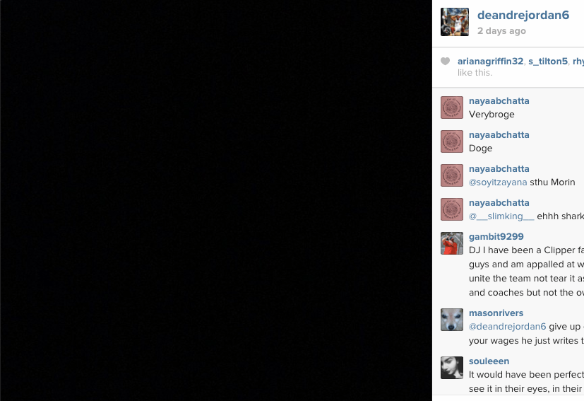 Clippers center DeAndre Jordan's last Instagram